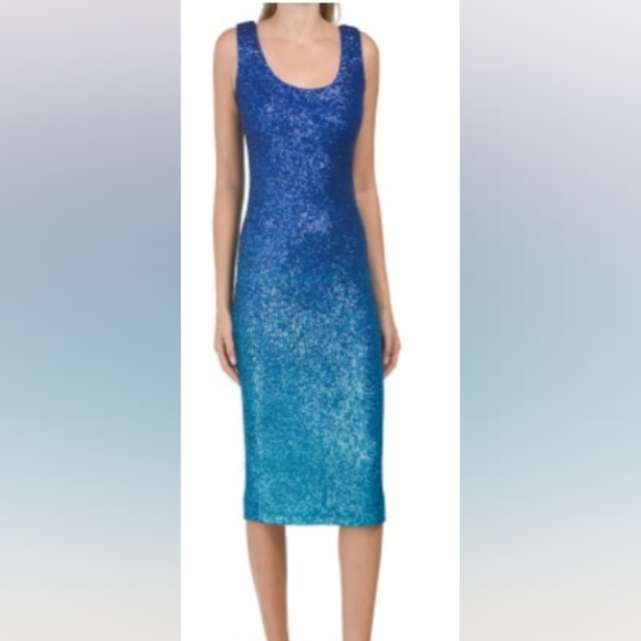 Women's Dress the Population Kayden Ombre Sequin Mini Dress Color Blue - Picture 5 of 5